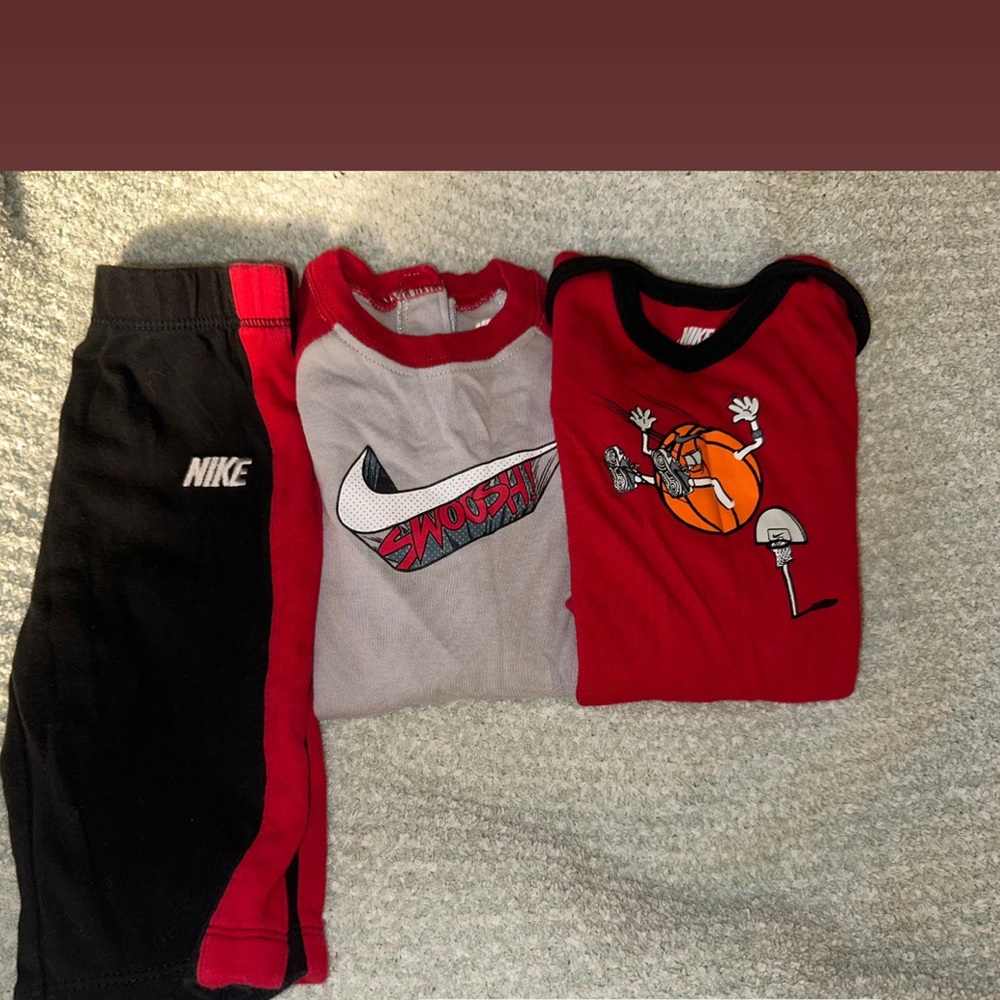 Nike infant Red, Black, and White Apparel Set